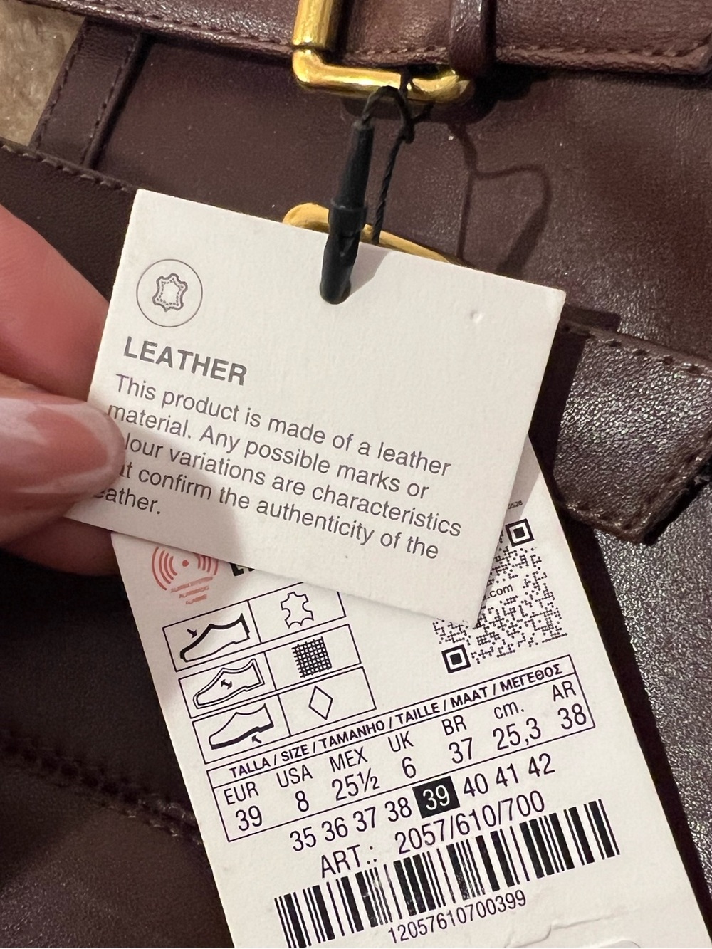 Zara NWT Brown Leather Faux Shearling Double Buckle Riding Boots 8 - Picture 15 of 15